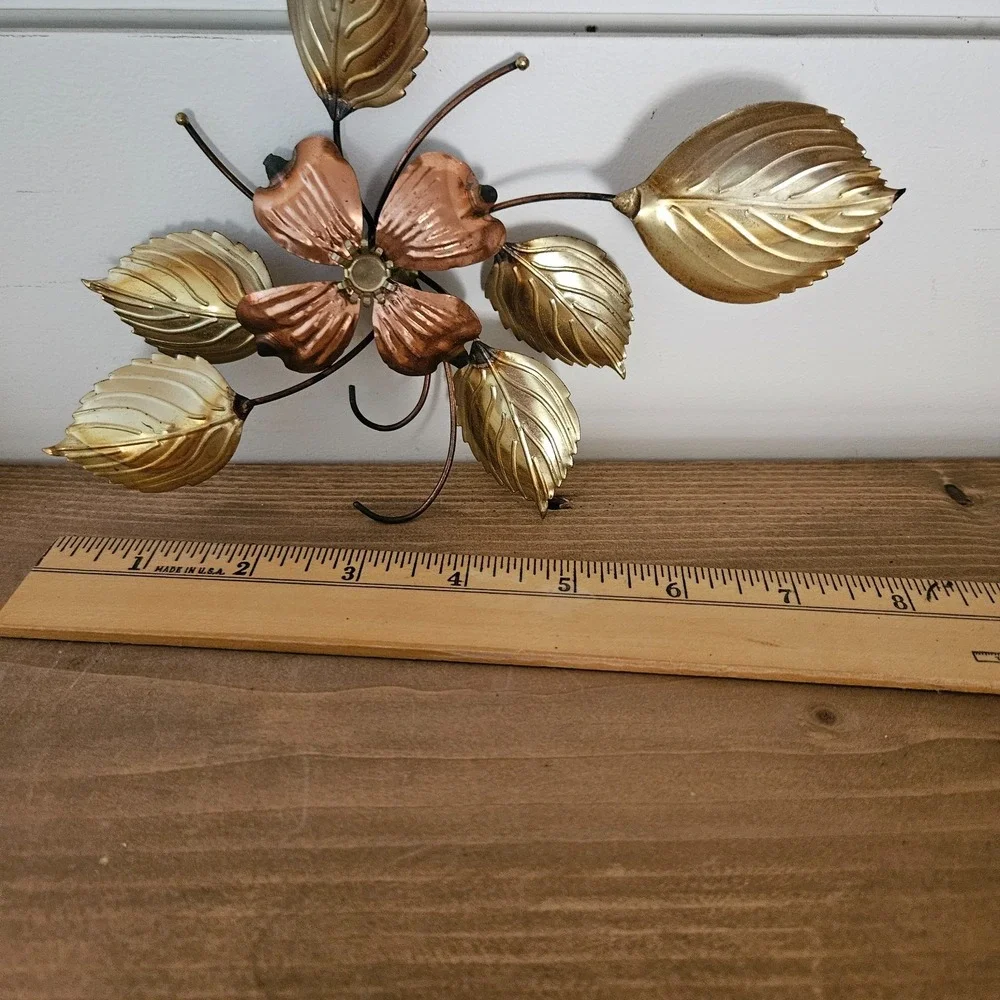 Vintage DOGWOOD Metal Brass and Copper‎ Tone Flowers Wall Art